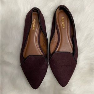 Maroon Polka dot pointy flats